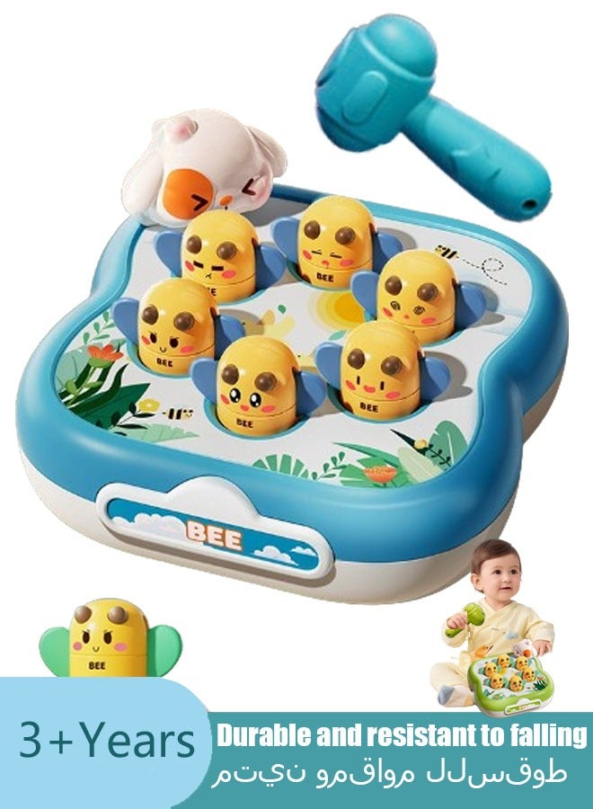 Whack A Mole Play Percussion Toys Preschool Toddler Toy，Whack-A-Mole Machine Kids Toys Boys and Girls Infant Cartoon Early Education Toys Parent-Child Interactive Games Children Gift Mini Whack-a-mole Portable Game Machine，Hot Bee Toys（Blue） - Image 1