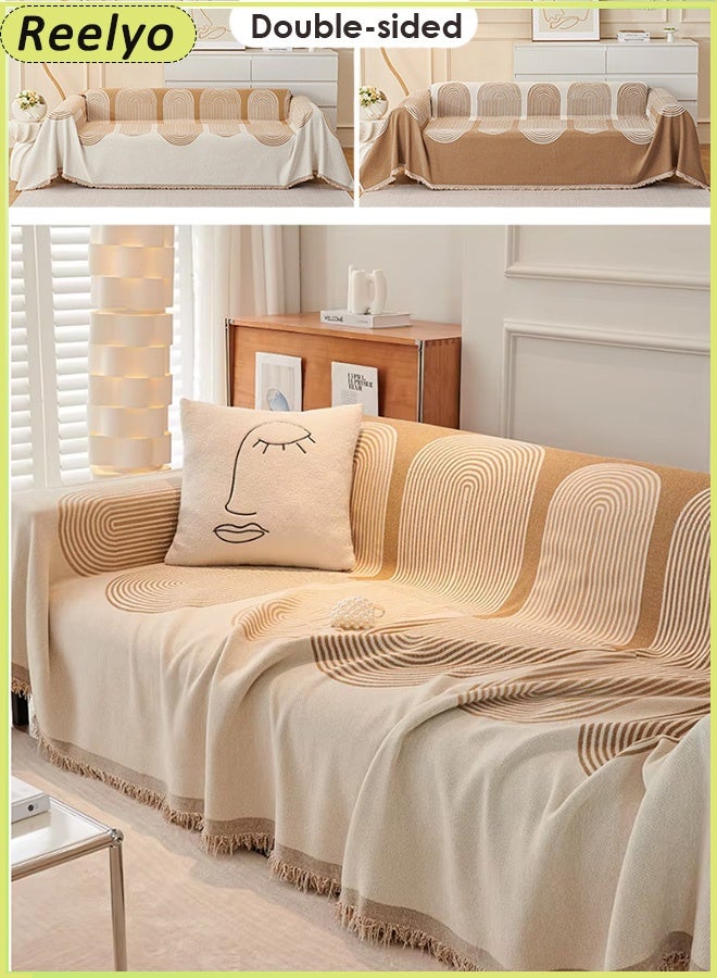 Reelyo Sofa Slipcover Sofa Cover 3/4 Seater Wrinkle-free Full Coverage Couch Slipcover Exquisitely Detailed Slip Flexible Resistant Jacquard Sofa Protector Non-Slip Washable Decorative Soft Warm Sectional Couch Cover yarn Sofa Cover for Sectional Sofa, Dogs, Cats, Kids, Pets Furniture Protector Cloth Multi -Sized Wear Resistance, Dirty, Washing, Can Be Removed，100% Chenille 180*230CM BROWN - Image 5