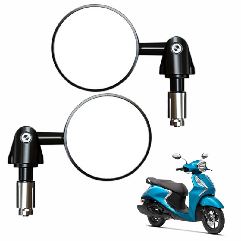 Asryd Aluminium Alloy Motorcycle Mirrors - Round Adjustable Upto 180 Degree Bar End Side Mirror Suitable For (Pack of 2) For Yamaha Fascino 125 - Image 4