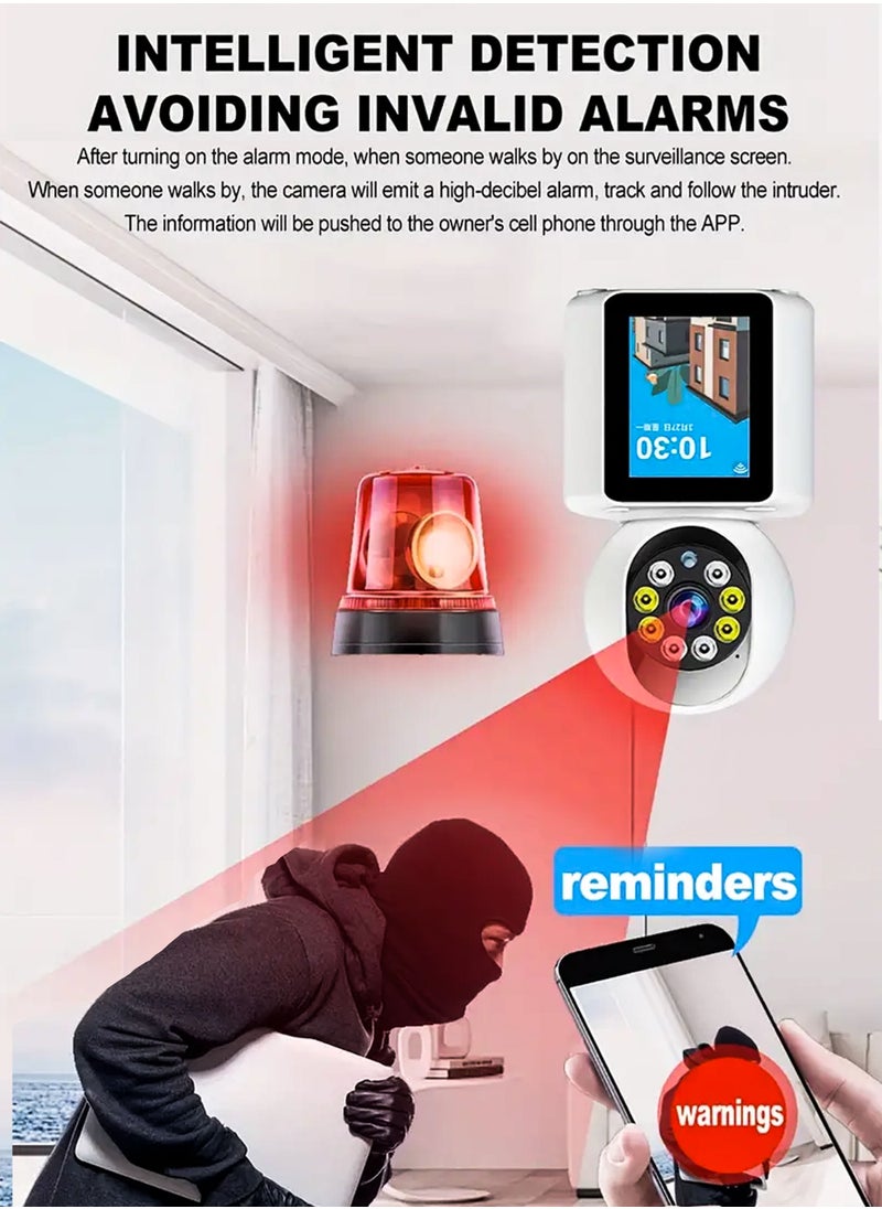 R.VIHAN - Home Office Security Surveillance Camera Two Way Video Calling Full HD 1080P WiFi Camera With 2.8 Inch Screen For Baby Kids Elders Pets 350 Degree Night Vision Smart Motion Detection Free 32GB Card - Image 1