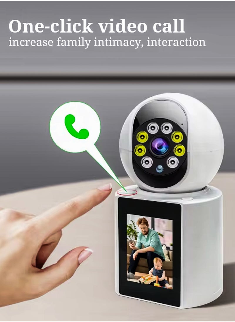 R.VIHAN - Home Office Security Surveillance Camera Two Way Video Calling Full HD 1080P WiFi Camera With 2.8 Inch Screen For Baby Kids Elders Pets 350 Degree Night Vision Smart Motion Detection Free 32GB Card - Image 1