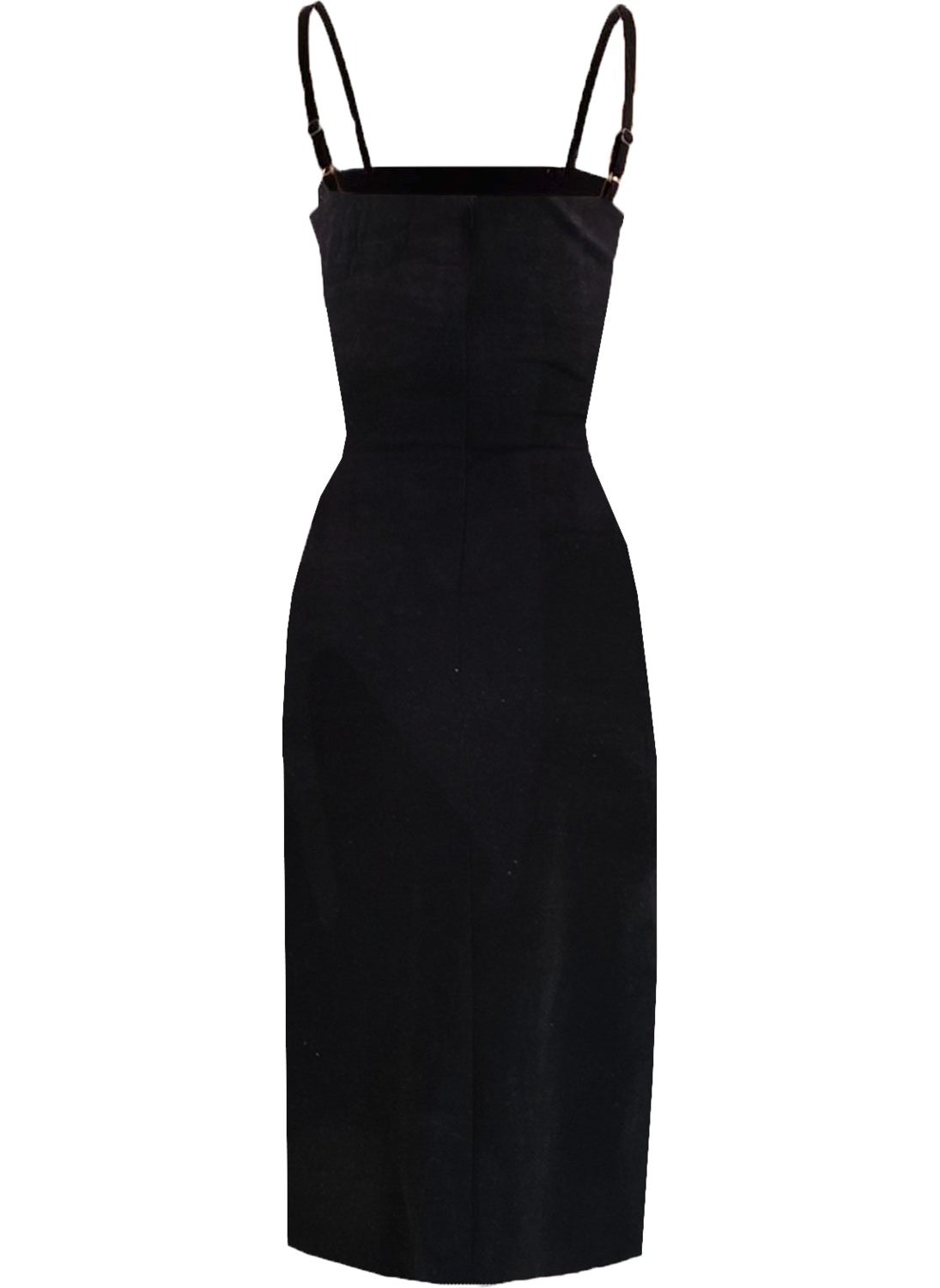 Due Stelle Women's Black Front Slit Lycra Dress - No Underwear  - Image 2
