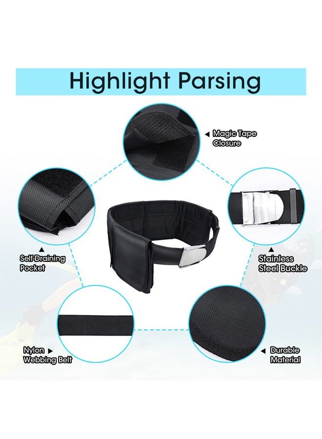 Pluzluce Scuba Weight Belt with 5 Pockets, Quick-Release Buckle Diving Pocket Weight Belt Adjustable Snorkeling Webbing Weight Pouch Belt fit for Waist 32" to 52" Black - Image 5