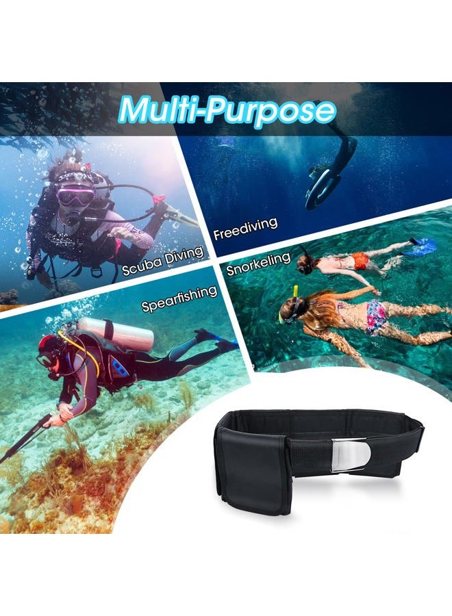 Pluzluce Scuba Weight Belt with 5 Pockets, Quick-Release Buckle Diving Pocket Weight Belt Adjustable Snorkeling Webbing Weight Pouch Belt fit for Waist 32" to 52" Black - Image 2
