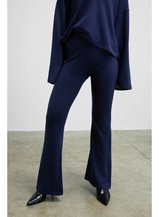 GRIMELANGE SEMEUS Women's Soft and Flexible Fabric Spanish Leg Navy Sweatpants.