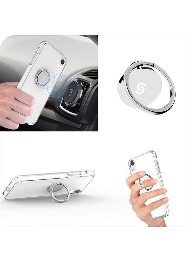 Syncwire - Cell Phone Ring Holder Stand, 360 Degree Rotation Finger Ring Kickstand with Polished Metal Phone Grip for Magnetic Car Mount Compatible with iPhone, Samsung, LG, Sony - Silver - Image 1