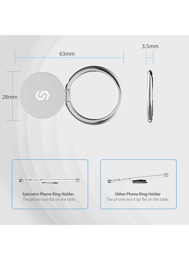 Syncwire - Cell Phone Ring Holder Stand, 360 Degree Rotation Finger Ring Kickstand with Polished Metal Phone Grip for Magnetic Car Mount Compatible with iPhone, Samsung, LG, Sony - Silver - Image 1