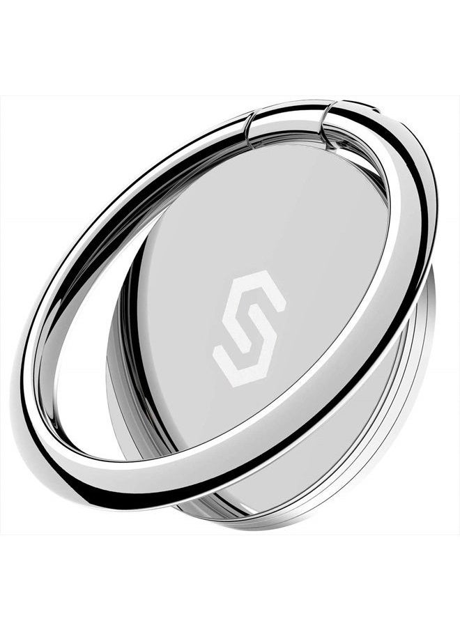 Syncwire - Cell Phone Ring Holder Stand, 360 Degree Rotation Finger Ring Kickstand with Polished Metal Phone Grip for Magnetic Car Mount Compatible with iPhone, Samsung, LG, Sony - Silver - Image 1