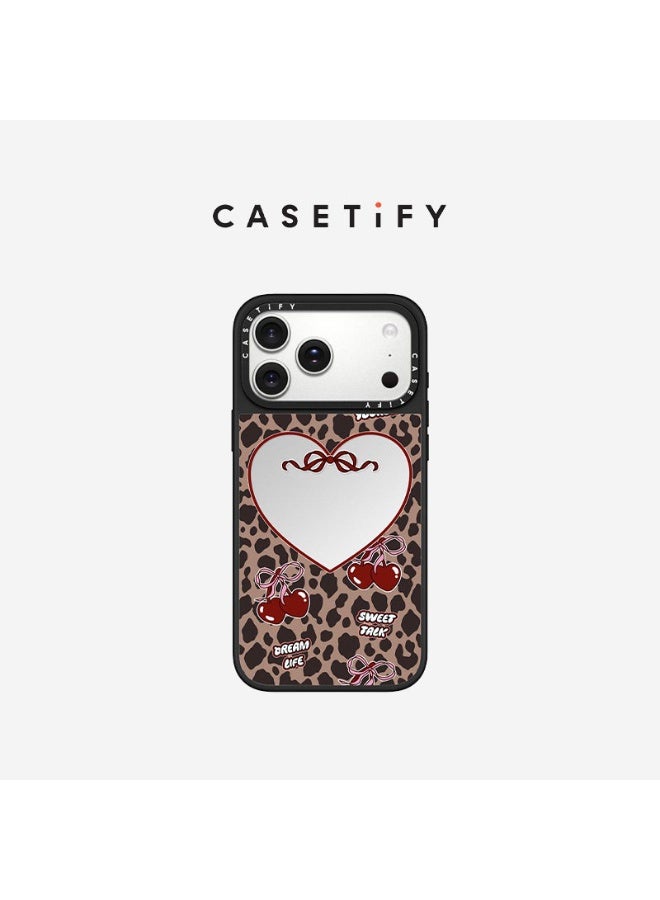 CASETiFY Cherry Leopard Print Mirror Case for iPhone 17 Pro Max, MagSafe Compatible, Protective Hard Cover - Image 1