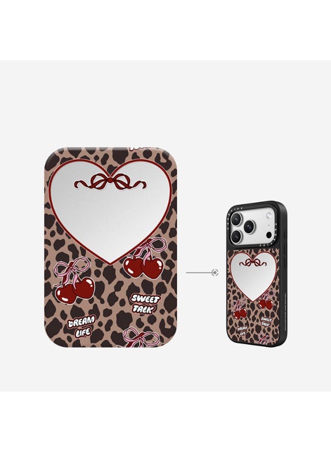 CASETiFY Cherry Leopard Print Mirror Case for iPhone 17 Pro Max, MagSafe Compatible, Protective Hard Cover - Image 3