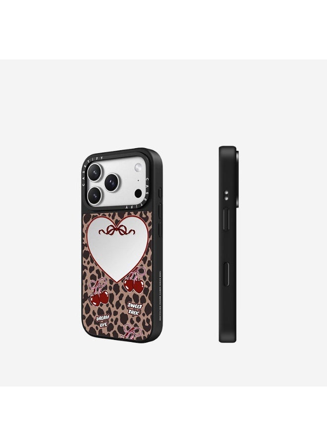 CASETiFY Cherry Leopard Print Mirror Case for iPhone 17 Pro Max, MagSafe Compatible, Protective Hard Cover - Image 2