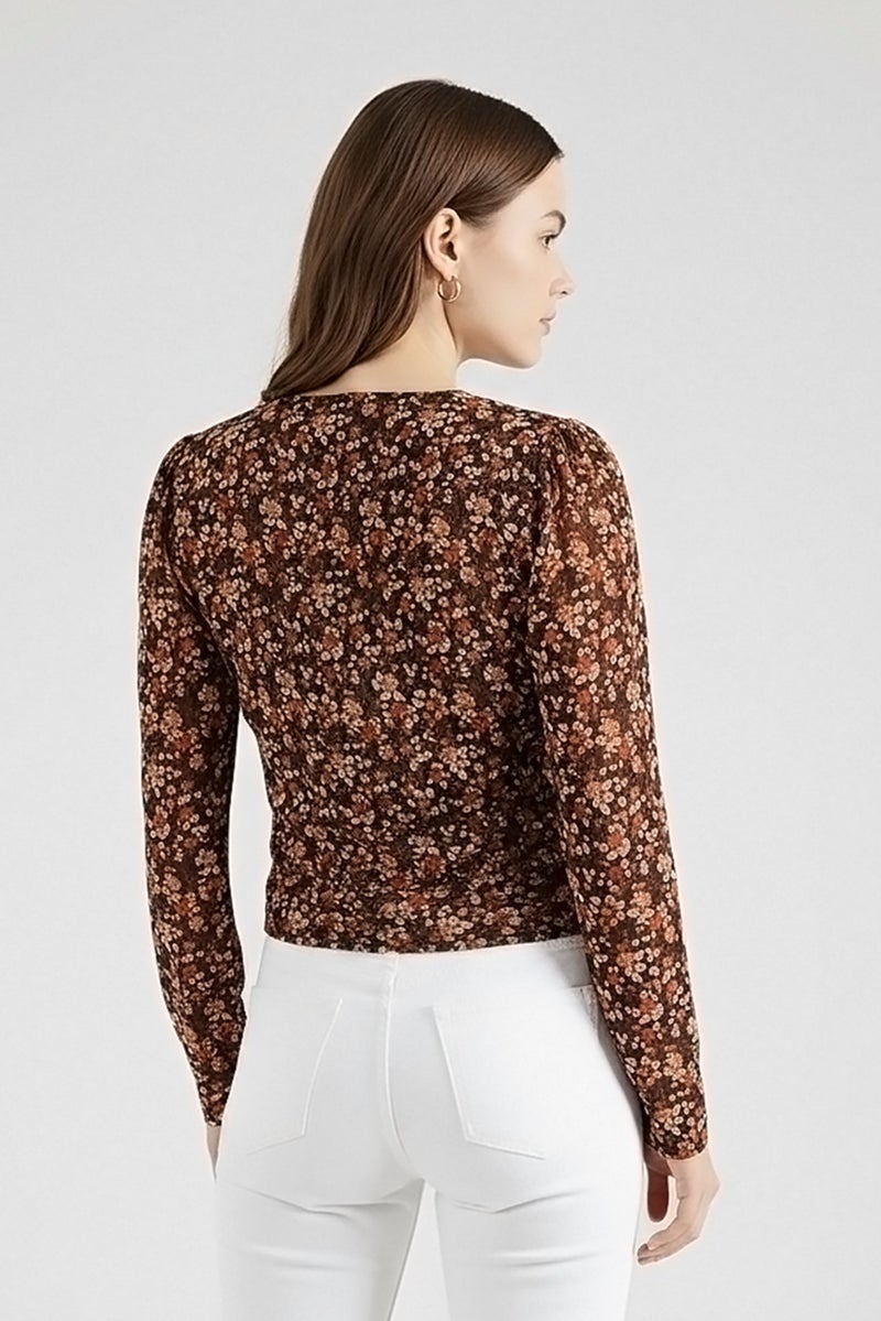 Ramy Brook Women V Neck Long Sleeve Floral Print Blouses, Multicolor - Image 5