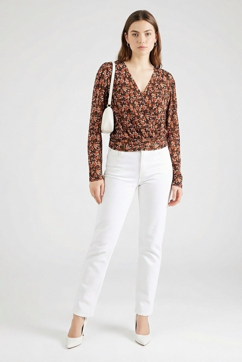 Ramy Brook Women V Neck Long Sleeve Floral Print Blouses, Multicolor - Image 4