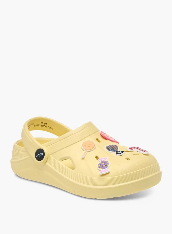 Aqua Applique Detail Clogs with Backstrap