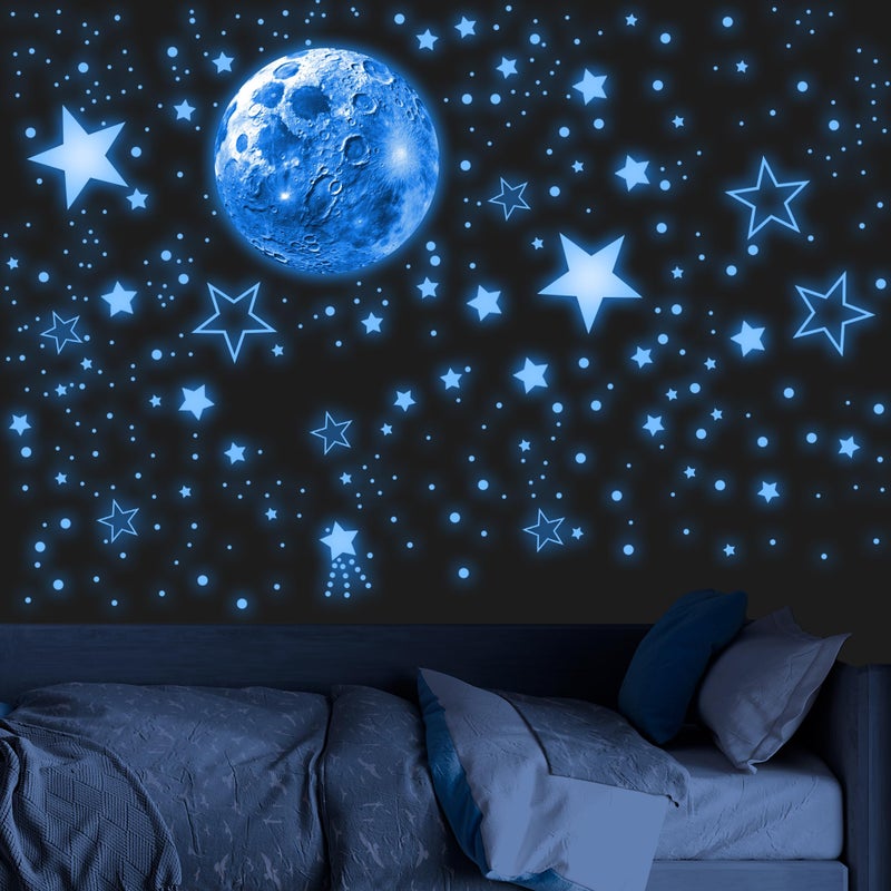 Robmoda 965 PCS Glow in The Dark Stars and Moon for Ceiling Luminous Stars and Planet Wall Decals Kids Room Decor Glowing Galaxy Wall Stickers for Nursery Decorations Blue - Image 3