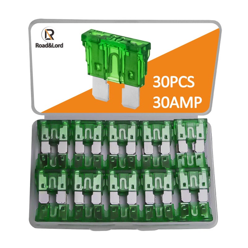 RoadandLord 30Pcs 30A Standard Blade Fuses Kit - Automotive Car Fuse Assortment for Car/RV/Truck/Motor/Boat - ATC/ATO/APR/ATS Fuse Kit - Image 1