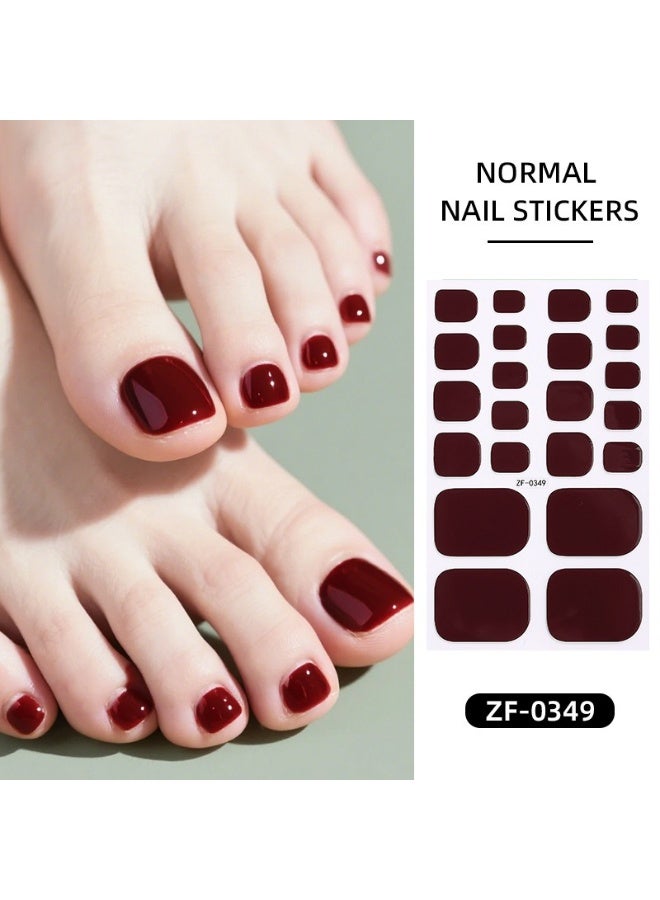 No-Lamp Solid Color Toe Nail Wraps – Self-Adhesive Pedicure Stickers – Includes Nail File & Wooden Stick