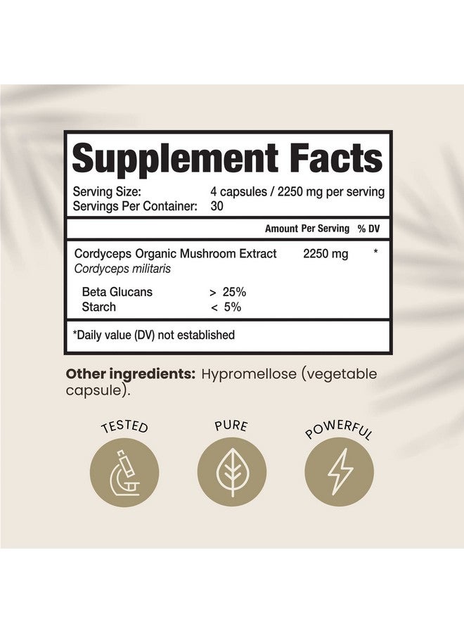 HPD Rx Premium Organic Cordyceps Mushroom Extract Performance Supplement for Energy, Endurance and Immunity | 2250 mg, 120 Capsules, Pack of 1 - Image 2