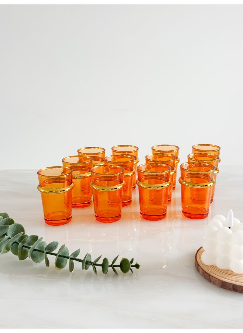 YOLOLAND 12-Piece Cup Set Orange Amber TeaCups ,170ml Glass Tea Coffee Mugs  Family  Cups set Drinking Glassware forTea,Coffee ,Water ,Milk Latte Cappuccino  - Image 4