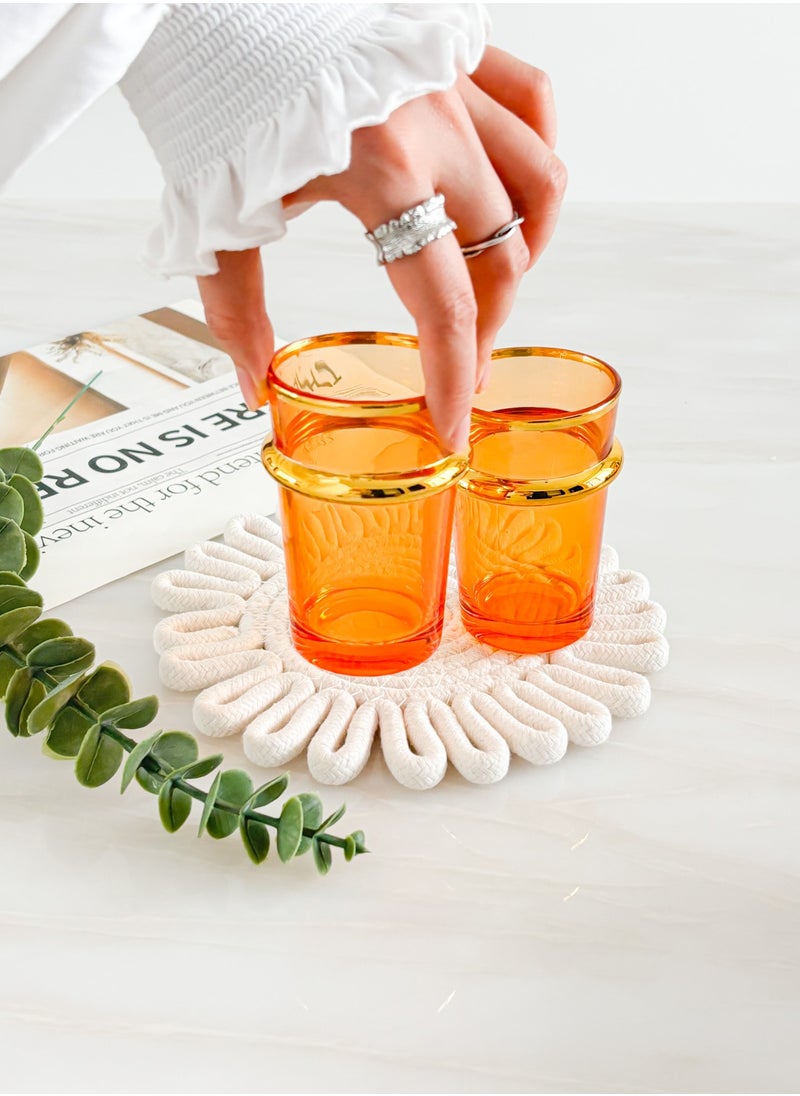 YOLOLAND 12-Piece Cup Set Orange Amber TeaCups ,170ml Glass Tea Coffee Mugs  Family  Cups set Drinking Glassware forTea,Coffee ,Water ,Milk Latte Cappuccino  - Image 1