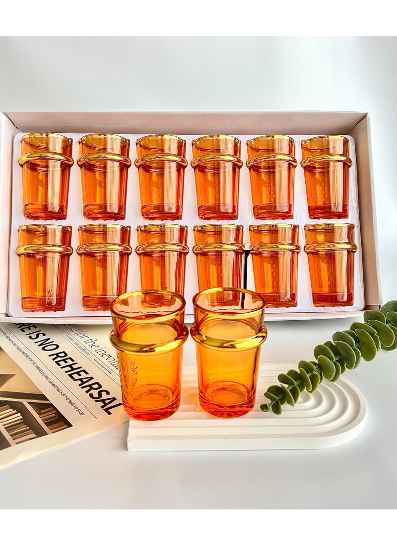YOLOLAND 12-Piece Cup Set Orange Amber TeaCups ,170ml Glass Tea Coffee Mugs  Family  Cups set Drinking Glassware forTea,Coffee ,Water ,Milk Latte Cappuccino  - Image 2