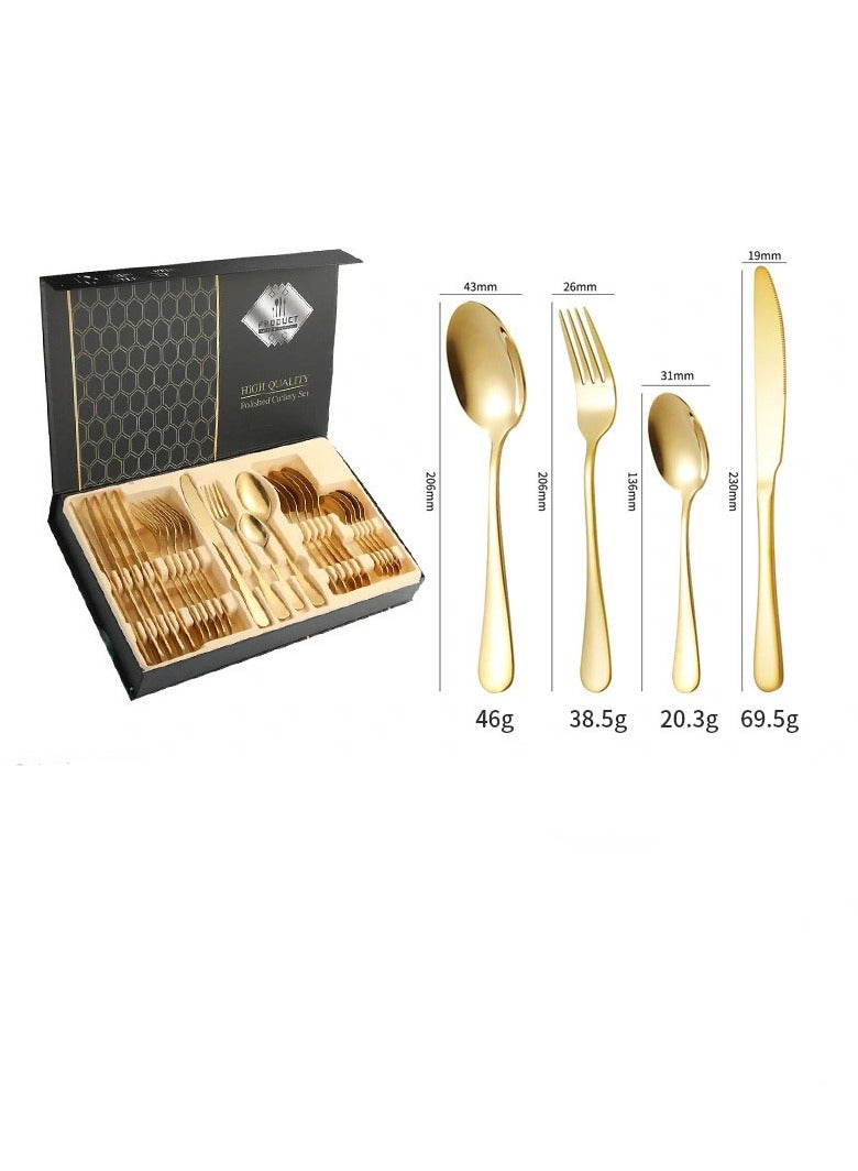 general Stainless steel tableware 24-piece set, western tableware, steak knife, fork, spoon, gift box, tableware set, suitable for gifts for family and friends - Image 2