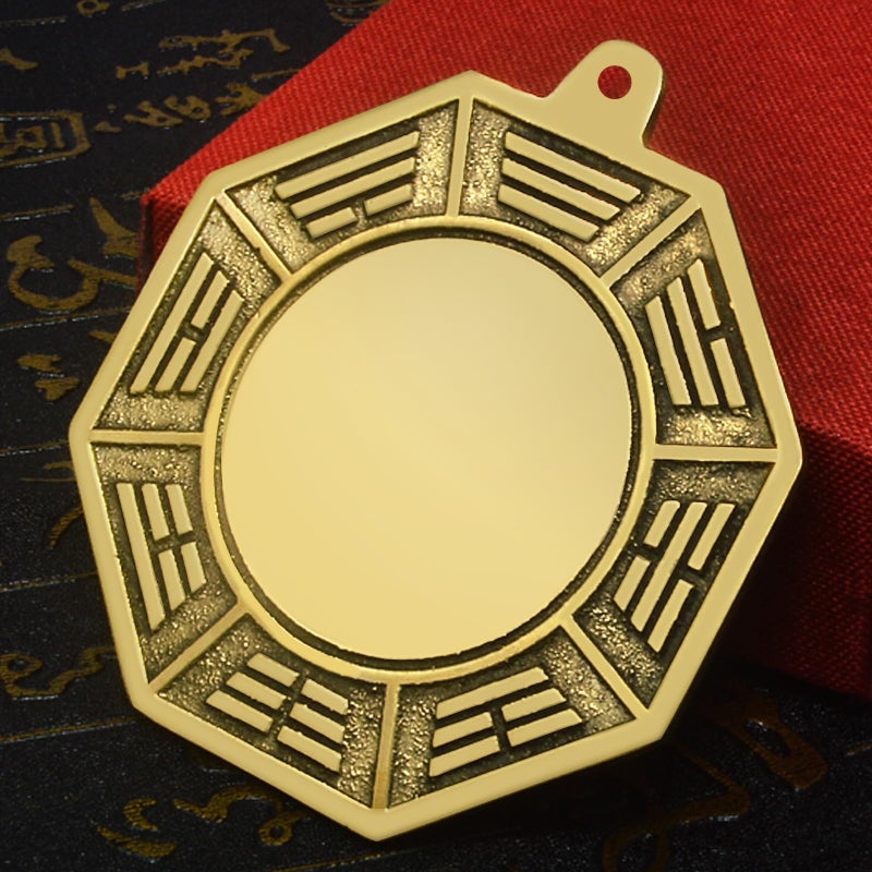 fengshuisale Big Feng Shui Wudang Mountain Brass Bagua Mirror Brass Protection Charm + Gift Bag Y1053  - Image 3