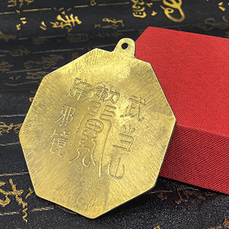 fengshuisale Big Feng Shui Wudang Mountain Brass Bagua Mirror Brass Protection Charm + Gift Bag Y1053  - Image 4