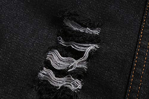 NASKY Men's Fit Retro Ripped Denim Vest Sleeveless Jean Vest and Jacket (Large, Black) - Image 3