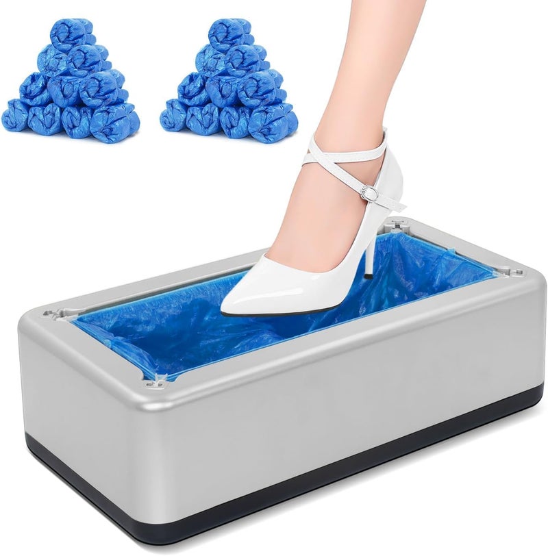 Blemoacha Automatic Shoe Covers Dispenser200 Pcs Shoe Cover Indoors DisposableBooties for Portable Machine Fits One SizeShoes Cover Protect Floor for House Office Silver