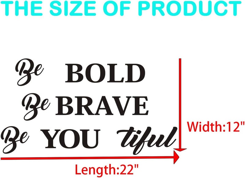 AnFigure AnFigure Wall Decals for Kids Nursery Wall Decal Office Inspirational Quote Living Room Classroom School Bedroom Teen Boys Girls Home Art Decor Vinyl Stickers Be Bold Be Brave Be You Tiful 293x16 - Image 4