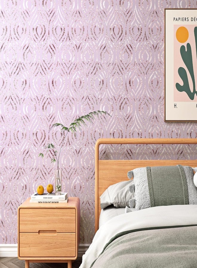 ReWallpaper ورق حائط هندسي وردي من ReWallpaper مقاس 17.5 بوصة × 23 قدمًا، قابل للإزالة واللصق، ورق حائط وردي خدود وردي للخزائن، ورق حائط بنمط ماسي عتيق قابل للتقشير واللصق لغرفة النوم وبطانة أدراج الحمام - Image 2