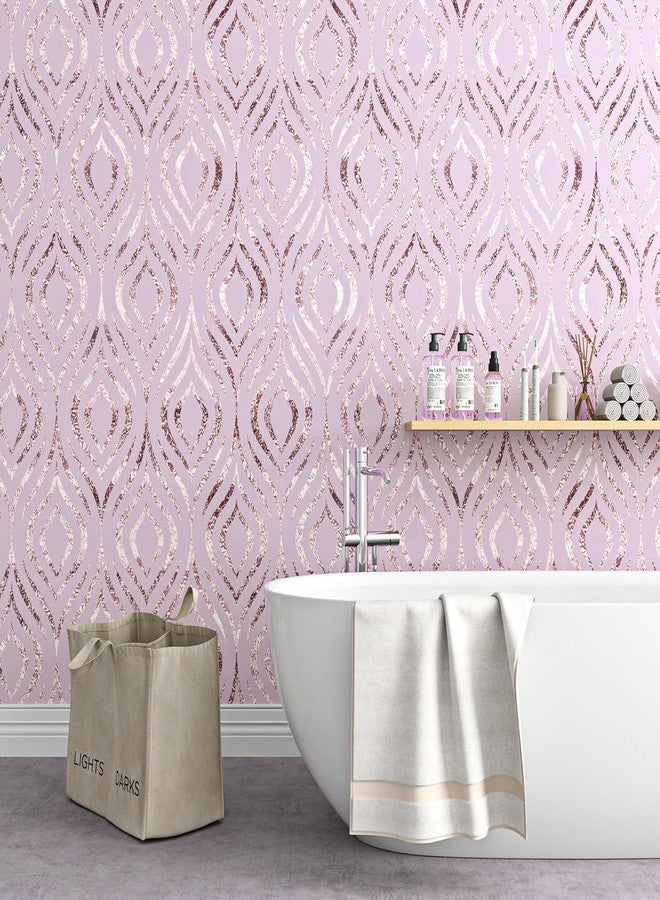 ReWallpaper ورق حائط هندسي وردي من ReWallpaper مقاس 17.5 بوصة × 23 قدمًا، قابل للإزالة واللصق، ورق حائط وردي خدود وردي للخزائن، ورق حائط بنمط ماسي عتيق قابل للتقشير واللصق لغرفة النوم وبطانة أدراج الحمام - Image 4