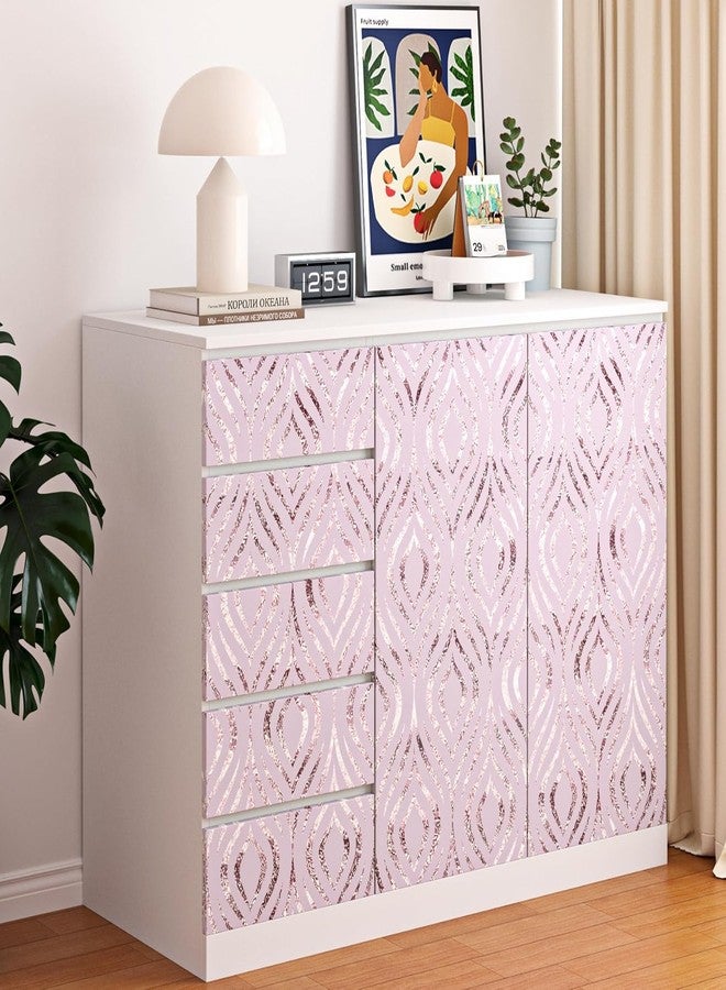 ReWallpaper ورق حائط هندسي وردي من ReWallpaper مقاس 17.5 بوصة × 23 قدمًا، قابل للإزالة واللصق، ورق حائط وردي خدود وردي للخزائن، ورق حائط بنمط ماسي عتيق قابل للتقشير واللصق لغرفة النوم وبطانة أدراج الحمام - Image 3