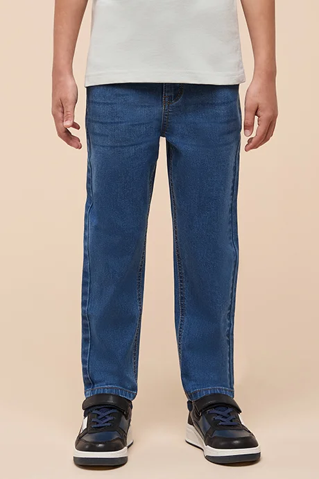 R&B Washed Jeans with Button Closure
