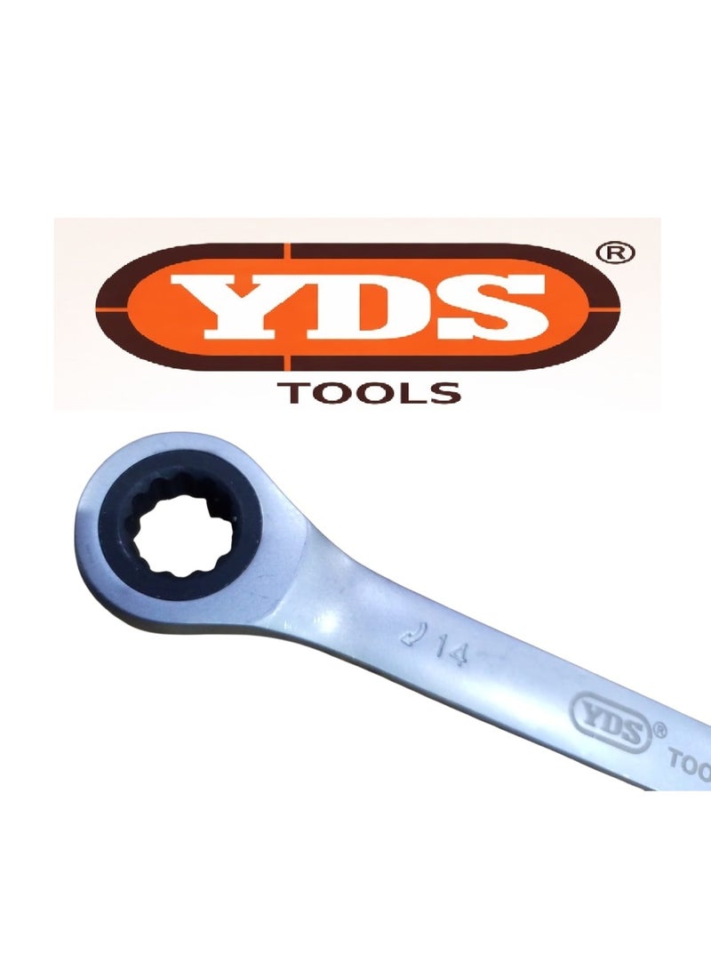 YDS Double Ratcheting Box Wrench 14×15 mm – Chrome Vanadium – Model 10006114 – 155g per Piece - Image 2