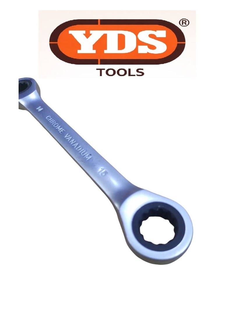 YDS Double Ratcheting Box Wrench 14×15 mm – Chrome Vanadium – Model 10006114 – 155g per Piece - Image 4