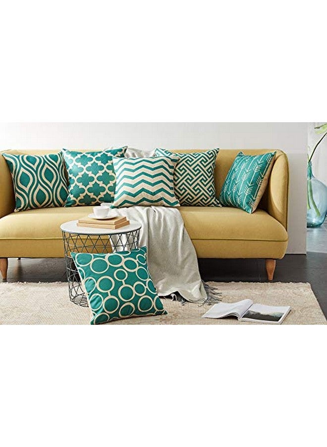 AEROHAVEN Set of 6 Satin Abstract Designer Decorative Throw Pillow/Cushion Covers - (Aqua/Sea Green, 18 x 18 Inch) - Image 2