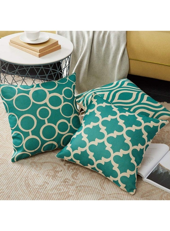 AEROHAVEN Set of 6 Satin Abstract Designer Decorative Throw Pillow/Cushion Covers - (Aqua/Sea Green, 18 x 18 Inch) - Image 3