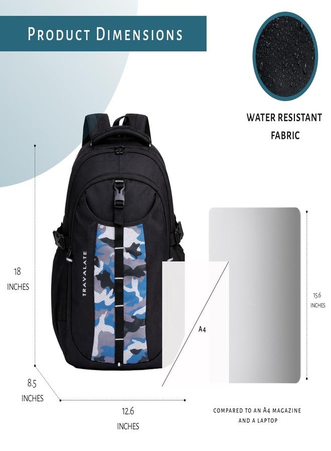 TRAVALATE 35L Laptop Backpack Trailblazer Water Resistant Travel Laptop Backpack School. Collage & Offioce | Office Bag for Men & Women - Black - Image 3
