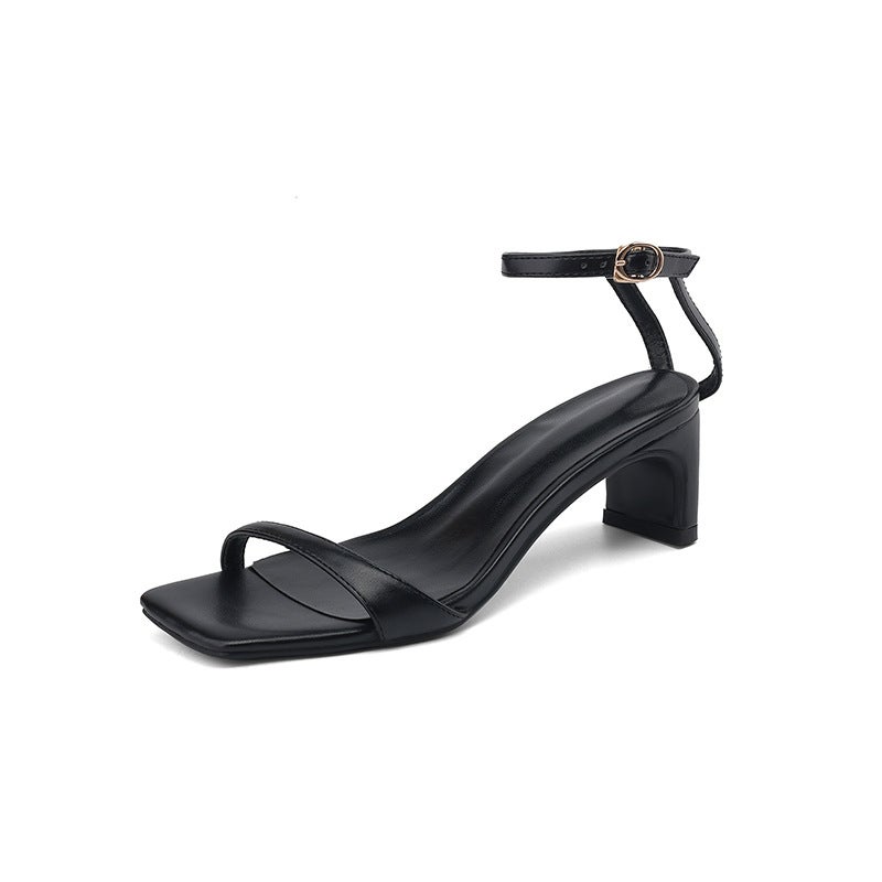 2024 Summer Fashion Mid-Heel 32-43 Size Thin Strip Buckle Women Sandals - Image 1