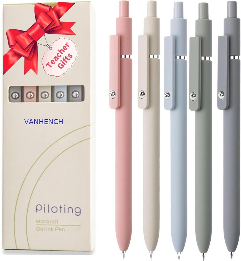 Vanhench 5Pcs Gel Pens, Black Ink Pen Fine Point Smooth Writing Pen, Aesthetic Pens for Journaling Note Taking, Teacher Gifts for Women, Teacher Supplies, Preppy Stuff - Image 1