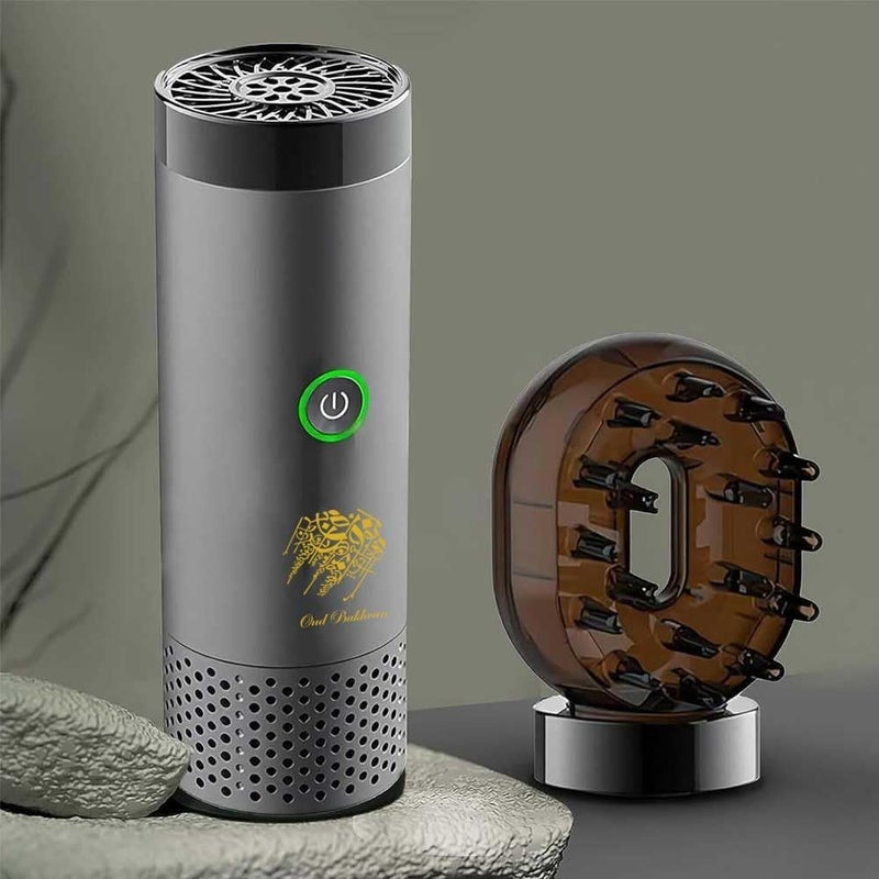 New Comb Bakhoor Incense Burner, USB Rechargeable Bukhoor Burner, Electric Oud Incense Holders, Portable Aromatherapy Device for Home Office & Car (Grey) - Image 3
