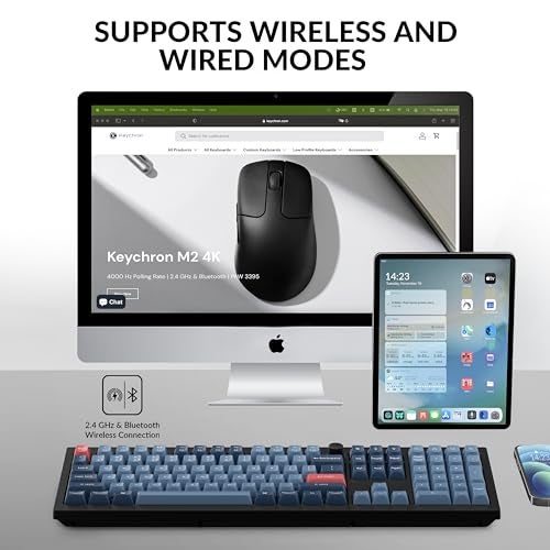 Keychron V6 Max Wireless Custom Mechanical Keyboard, 2.4 GHz Bluetooth QMK Full-Size Layout RGB with Hot-swappable Gateron Red Switch Compatible with Mac Windows Linux - Image 2