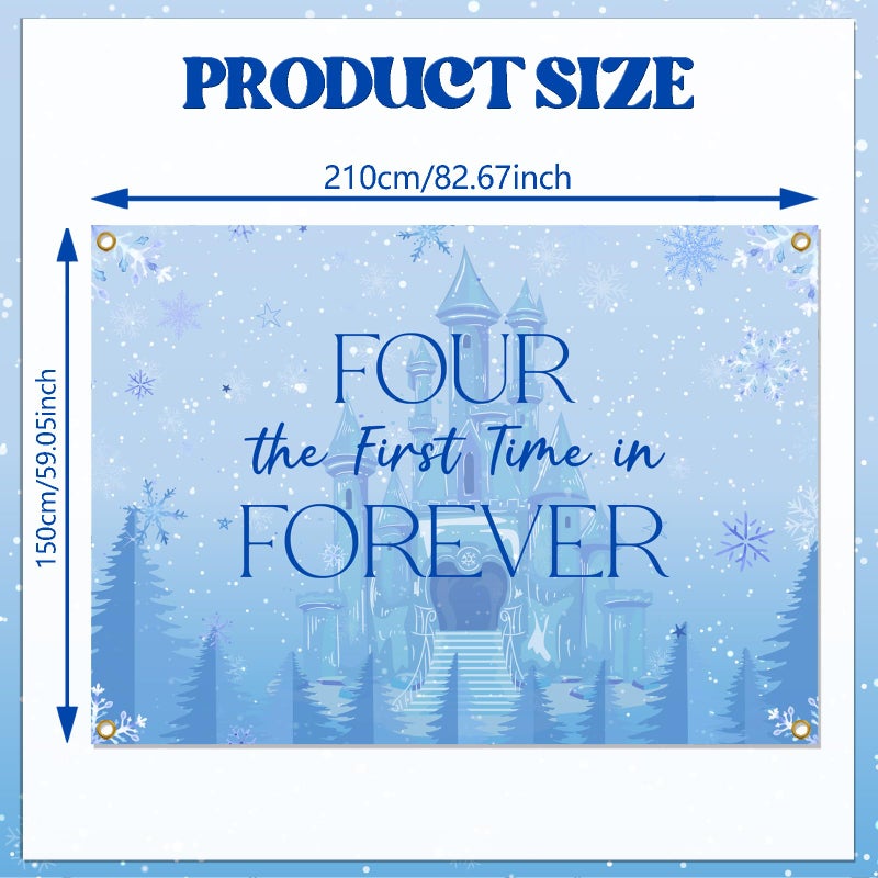Ramciyo Frozen Four The First Time in Forever Birthday Backdrop Frozen 4th Birthday Party Decorations Kids 4th Birthday Party Photo Background, 7 * 5Ft - Image 3