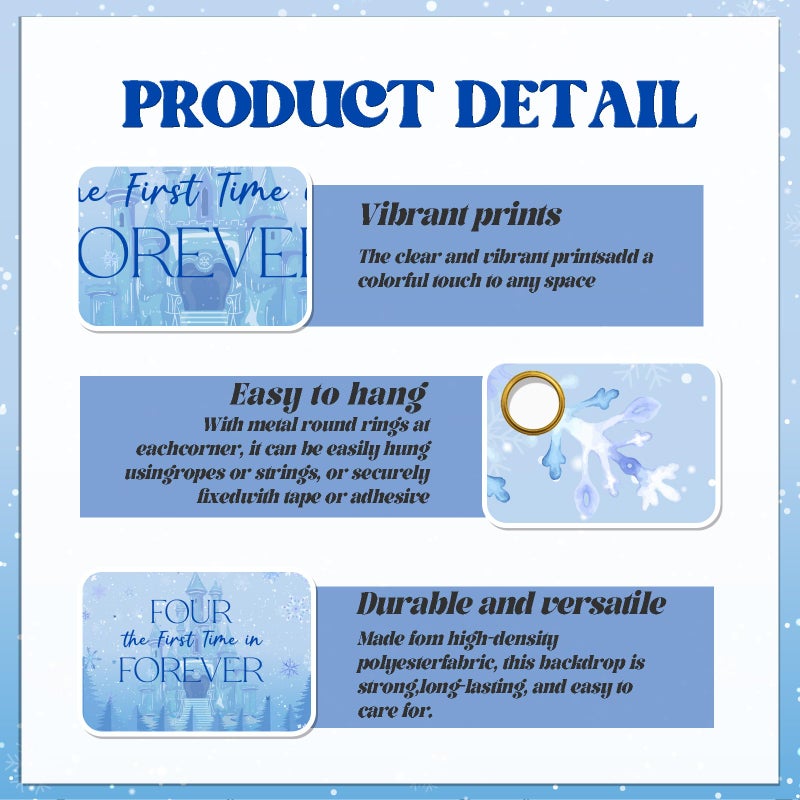 Ramciyo Frozen Four The First Time in Forever Birthday Backdrop Frozen 4th Birthday Party Decorations Kids 4th Birthday Party Photo Background, 7 * 5Ft - Image 2