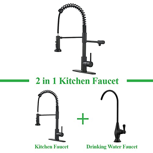 PAKING Drinking Water Faucet, Pull-Down Kitchen Sink Water Filtration Faucet, Bar Water Filter Faucet, Matte Black, Stainless Steel, PAKING PB1030 - Image 2