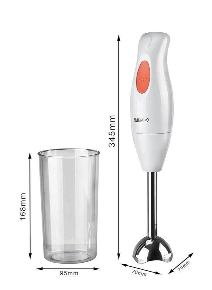 Generic - The unique hand blender with a small mixing shaft and one speed is the perfect tool for preparing food quickly and easily. This blender features a practical and comfortable design with a whisk handle, and comes with a 600 ml beaker for easy ingredient measurement. - Image 1