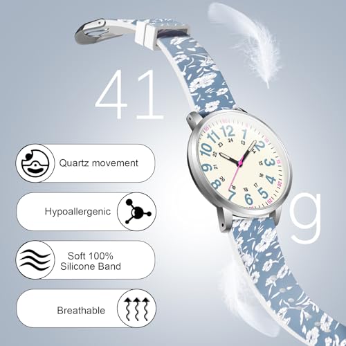 Asan Ge Blue White Women's Silicone Watch, Large Dial Fashionable Waterproof Wrist Watch, Easy to Read, Multiple Colors Available, Suitable for Casual Outdoors - Image 3