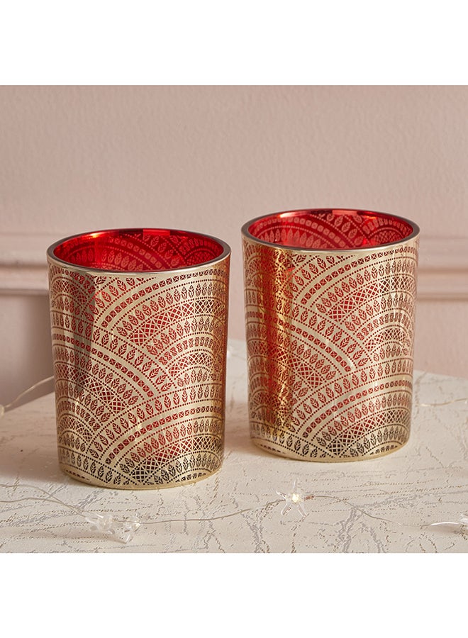 Home Box Dexi 2-Piece Glass Candle Holder Set 10 x 12.5 x 10 cm - Image 2
